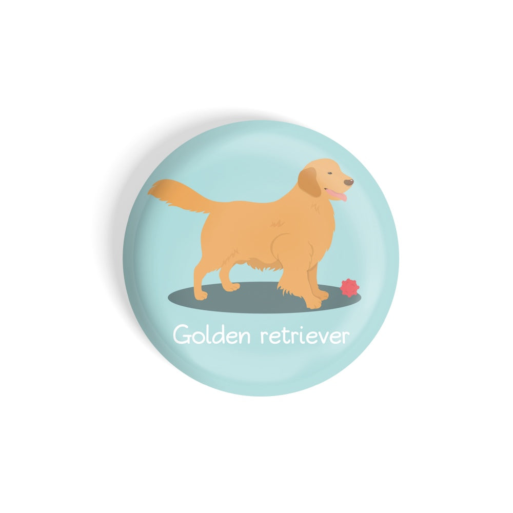 dhcrafts Round Fridge Magnet Blue Color Golden Retriver Pet Dog Glossy Finish Design Pack of 1 (58 mm)